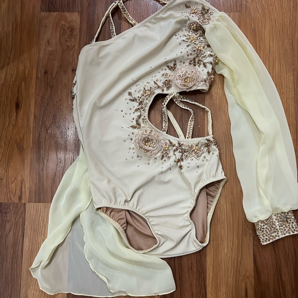 Custom One Shoulder Dance Costume- Pastel Yellow Lyrical